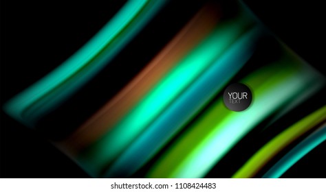 Abstract wave lines fluid rainbow style color stripes on black background. Vector artistic illustration for presentation, app wallpaper, banner or poster