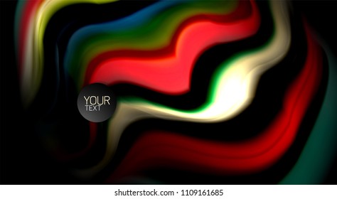 Abstract wave lines fluid rainbow style color stripes on black background. Vector artistic illustration for presentation, app wallpaper, banner or poster