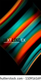 Abstract wave lines fluid rainbow style color stripes on black background. Vector artistic illustration for presentation, app wallpaper, banner or poster