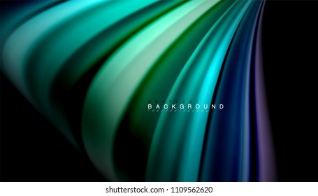 Abstract wave lines fluid rainbow style color stripes on black background. Vector artistic illustration for presentation, app wallpaper, banner or poster