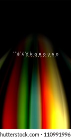 Abstract wave lines fluid rainbow style color stripes on black background. Vector artistic illustration for presentation, app wallpaper, banner or poster