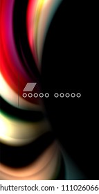 Abstract wave lines fluid rainbow style color stripes on black background. Vector artistic illustration for presentation, app wallpaper, banner or poster