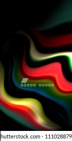 Abstract wave lines fluid rainbow style color stripes on black background. Vector artistic illustration for presentation, app wallpaper, banner or poster