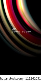 Abstract wave lines fluid rainbow style color stripes on black background. Vector artistic illustration for presentation, app wallpaper, banner or poster