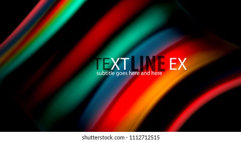 Abstract wave lines fluid rainbow style color stripes on black background. Vector artistic illustration for presentation, app wallpaper, banner or poster