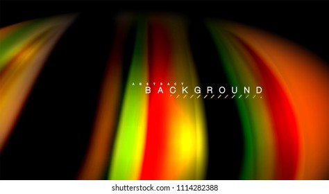 Abstract wave lines fluid rainbow style color stripes on black background. Vector artistic illustration for presentation, app wallpaper, banner or poster