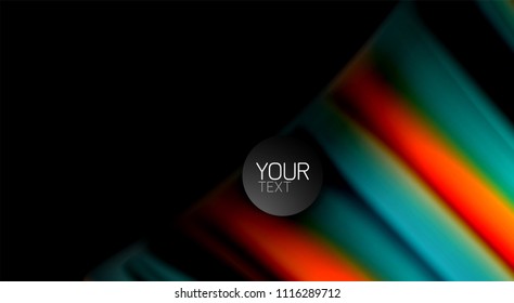 Abstract wave lines fluid rainbow style color stripes on black background. Vector artistic illustration for presentation, app wallpaper, banner or poster