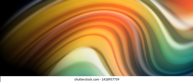 Abstract wave lines fluid rainbow style color stripes on black background. Vector artistic illustration for presentation, app wallpaper, banner or poster