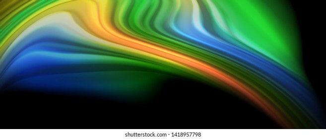 Abstract wave lines fluid rainbow style color stripes on black background. Vector artistic illustration for presentation, app wallpaper, banner or poster