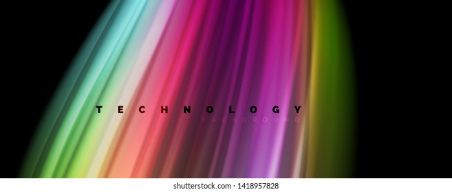 Abstract wave lines fluid rainbow style color stripes on black background. Vector artistic illustration for presentation, app wallpaper, banner or poster