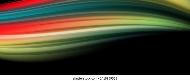 Abstract wave lines fluid rainbow style color stripes on black background. Vector artistic illustration for presentation, app wallpaper, banner or poster