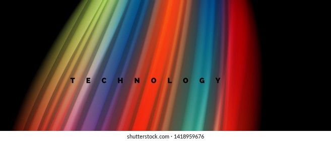 Abstract wave lines fluid rainbow style color stripes on black background. Vector artistic illustration for presentation, app wallpaper, banner or poster