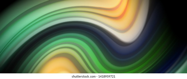 Abstract wave lines fluid rainbow style color stripes on black background. Vector artistic illustration for presentation, app wallpaper, banner or poster