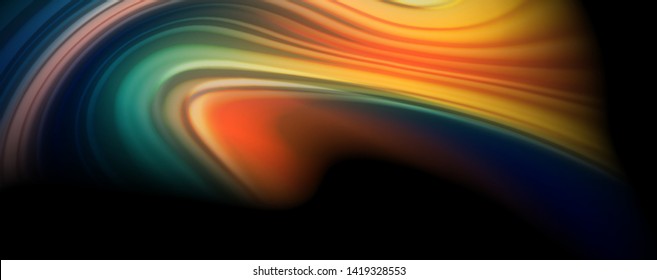 Abstract wave lines fluid rainbow style color stripes on black background. Vector artistic illustration for presentation, app wallpaper, banner or poster