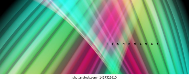 Abstract wave lines fluid rainbow style color stripes on black background. Vector artistic illustration for presentation, app wallpaper, banner or poster