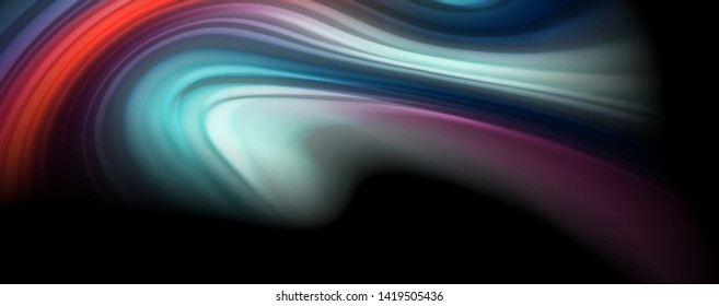 Abstract wave lines fluid rainbow style color stripes on black background. Vector artistic illustration for presentation, app wallpaper, banner or poster