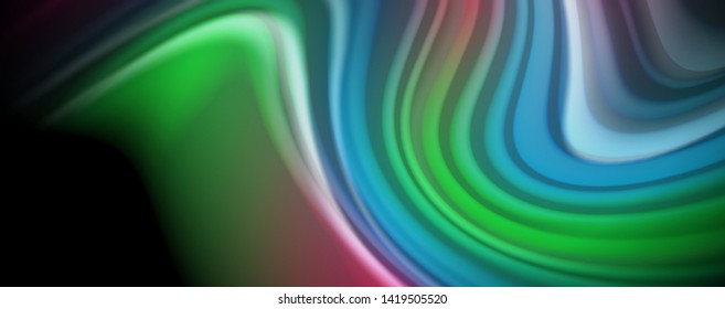 Abstract wave lines fluid rainbow style color stripes on black background. Vector artistic illustration for presentation, app wallpaper, banner or poster