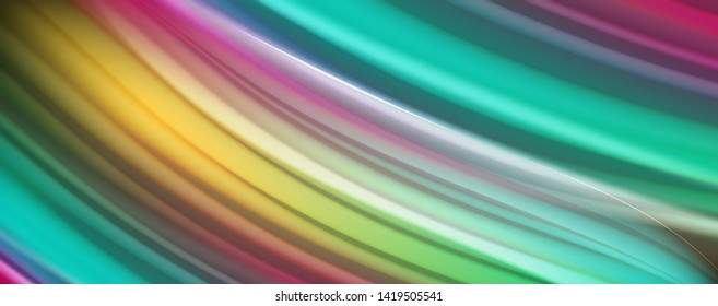 Abstract wave lines fluid rainbow style color stripes on black background. Vector artistic illustration for presentation, app wallpaper, banner or poster