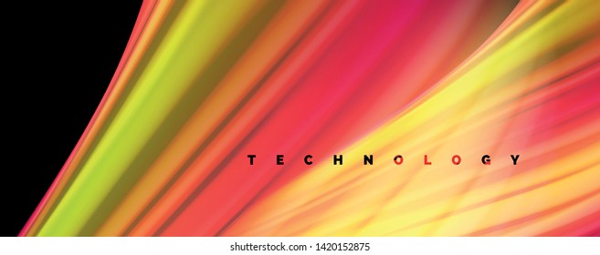 Abstract wave lines fluid rainbow style color stripes on black background. Vector artistic illustration for presentation, app wallpaper, banner or poster