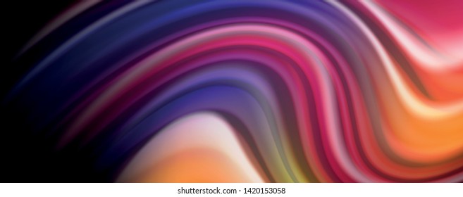 Abstract wave lines fluid rainbow style color stripes on black background. Vector artistic illustration for presentation, app wallpaper, banner or poster