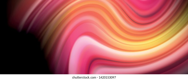 Abstract wave lines fluid rainbow style color stripes on black background. Vector artistic illustration for presentation, app wallpaper, banner or poster