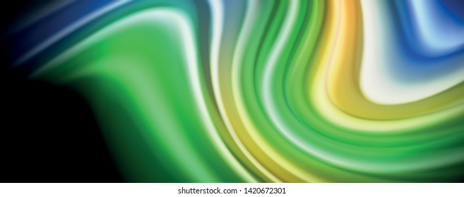 Abstract wave lines fluid rainbow style color stripes on black background. Vector artistic illustration for presentation, app wallpaper, banner or poster