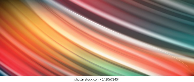 Abstract wave lines fluid rainbow style color stripes on black background. Vector artistic illustration for presentation, app wallpaper, banner or poster