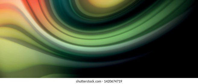 Abstract wave lines fluid rainbow style color stripes on black background. Vector artistic illustration for presentation, app wallpaper, banner or poster