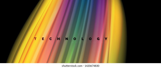 Abstract wave lines fluid rainbow style color stripes on black background. Vector artistic illustration for presentation, app wallpaper, banner or poster