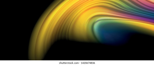 Abstract wave lines fluid rainbow style color stripes on black background. Vector artistic illustration for presentation, app wallpaper, banner or poster