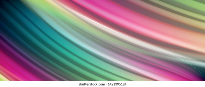 Abstract wave lines fluid rainbow style color stripes on black background. Vector artistic illustration for presentation, app wallpaper, banner or poster