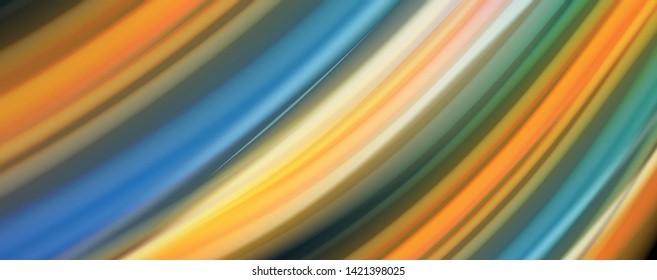 Abstract wave lines fluid rainbow style color stripes on black background. Vector artistic illustration for presentation, app wallpaper, banner or poster