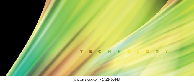 Abstract wave lines fluid rainbow style color stripes on black background. Vector artistic illustration for presentation, app wallpaper, banner or poster