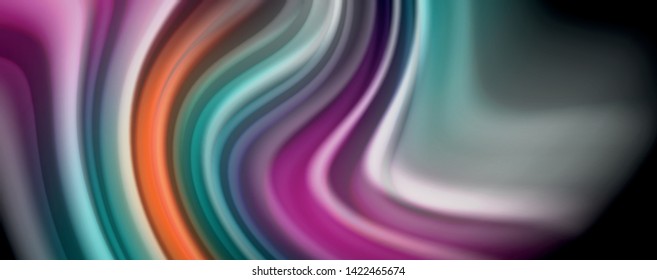 Abstract wave lines fluid rainbow style color stripes on black background. Vector artistic illustration for presentation, app wallpaper, banner or poster