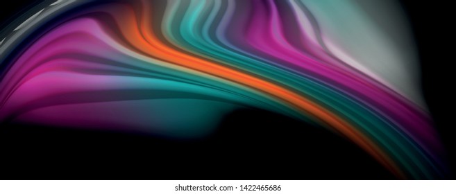 Abstract wave lines fluid rainbow style color stripes on black background. Vector artistic illustration for presentation, app wallpaper, banner or poster