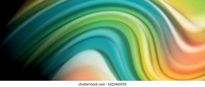 Abstract wave lines fluid rainbow style color stripes on black background. Vector artistic illustration for presentation, app wallpaper, banner or poster