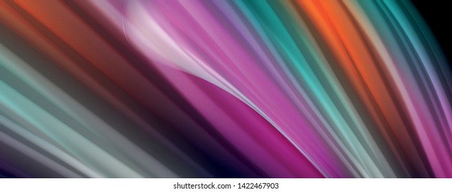 Abstract wave lines fluid rainbow style color stripes on black background. Vector artistic illustration for presentation, app wallpaper, banner or poster
