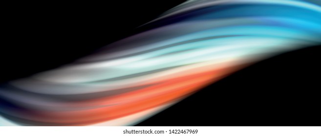 Abstract wave lines fluid rainbow style color stripes on black background. Vector artistic illustration for presentation, app wallpaper, banner or poster