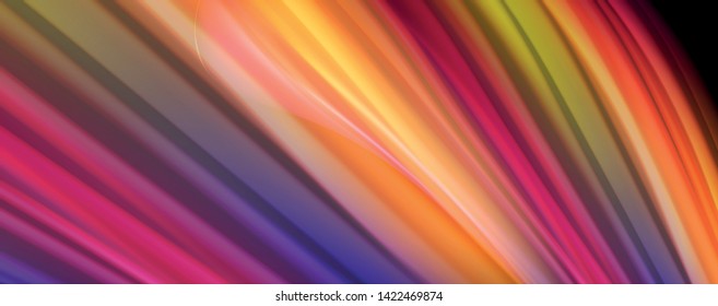 Abstract wave lines fluid rainbow style color stripes on black background. Vector artistic illustration for presentation, app wallpaper, banner or poster