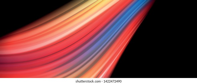 Abstract wave lines fluid rainbow style color stripes on black background. Vector artistic illustration for presentation, app wallpaper, banner or poster