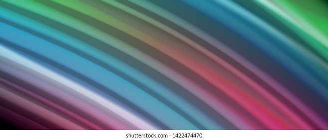 Abstract wave lines fluid rainbow style color stripes on black background. Vector artistic illustration for presentation, app wallpaper, banner or poster
