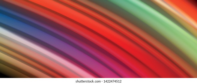 Abstract wave lines fluid rainbow style color stripes on black background. Vector artistic illustration for presentation, app wallpaper, banner or poster