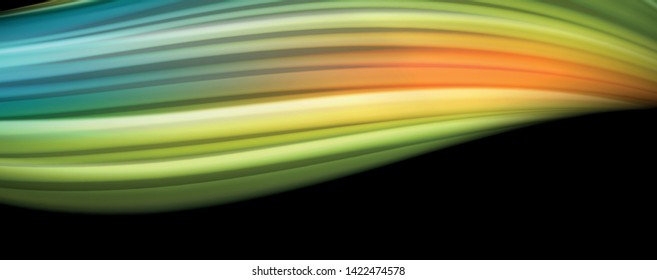 Abstract wave lines fluid rainbow style color stripes on black background. Vector artistic illustration for presentation, app wallpaper, banner or poster
