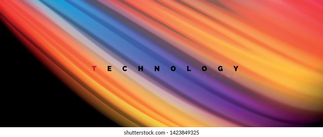 Abstract wave lines fluid rainbow style color stripes on black background. Vector artistic illustration for presentation, app wallpaper, banner or poster