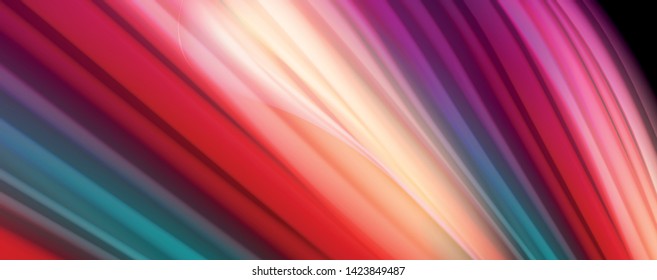 Abstract wave lines fluid rainbow style color stripes on black background. Vector artistic illustration for presentation, app wallpaper, banner or poster