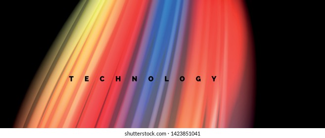 Abstract wave lines fluid rainbow style color stripes on black background. Vector artistic illustration for presentation, app wallpaper, banner or poster