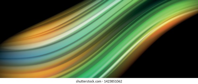 Abstract wave lines fluid rainbow style color stripes on black background. Vector artistic illustration for presentation, app wallpaper, banner or poster
