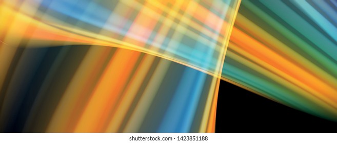 Abstract wave lines fluid rainbow style color stripes on black background. Vector artistic illustration for presentation, app wallpaper, banner or poster