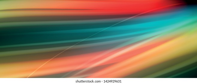 Abstract wave lines fluid rainbow style color stripes on black background. Vector artistic illustration for presentation, app wallpaper, banner or poster