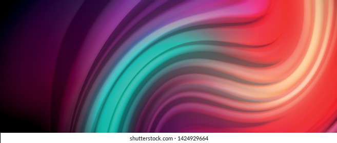 Abstract wave lines fluid rainbow style color stripes on black background. Vector artistic illustration for presentation, app wallpaper, banner or poster